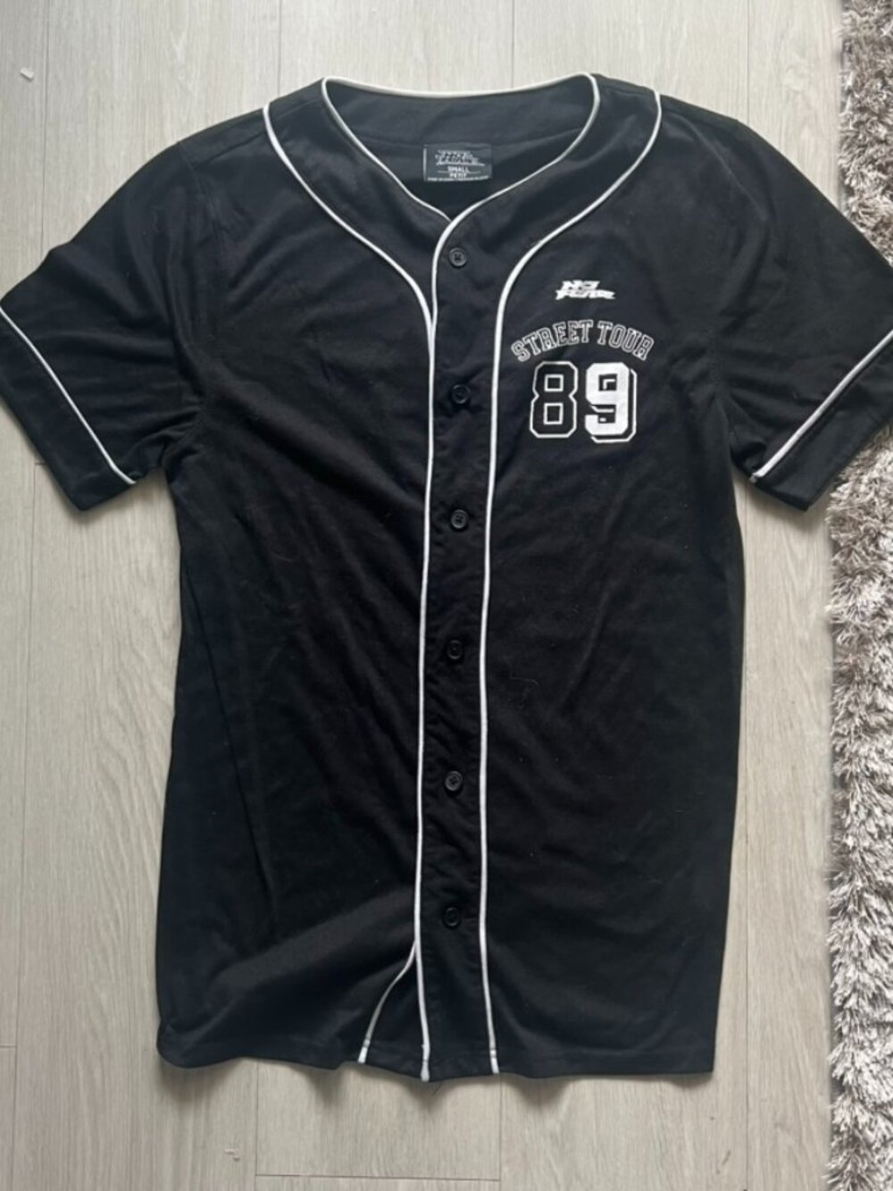 No Fear Baseball Jersey Size Small Street Tour 89 Black